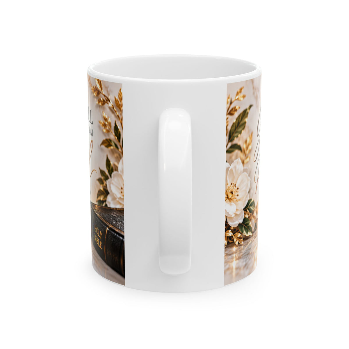 Faith Hope Love Cross Floral Ceramic Mug