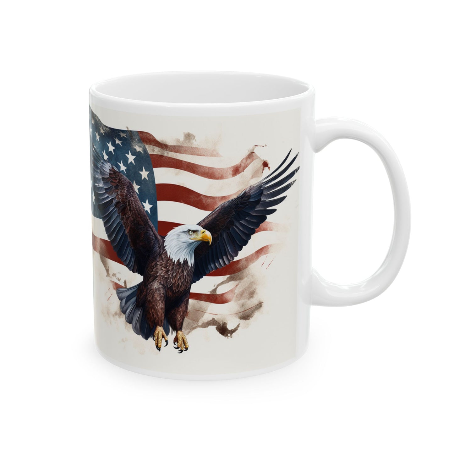 Patriotic Bald Eagle Ceramic Mug – American Flag 11oz/15oz
