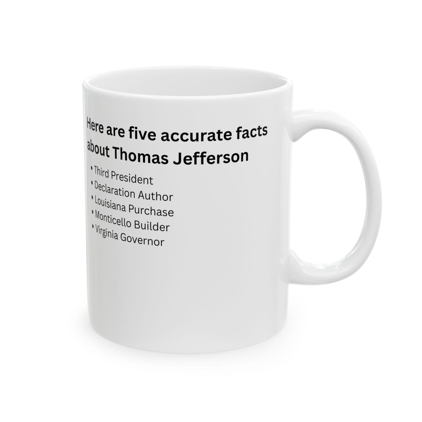Thomas Jefferson Facts Ceramic Mug — Historical Quotes & Fun Facts 11oz/15oz
