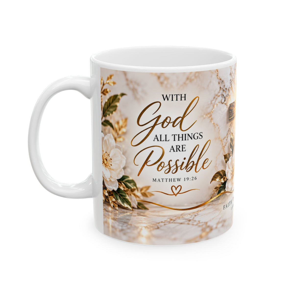 Faith Hope Love Cross Floral Ceramic Mug