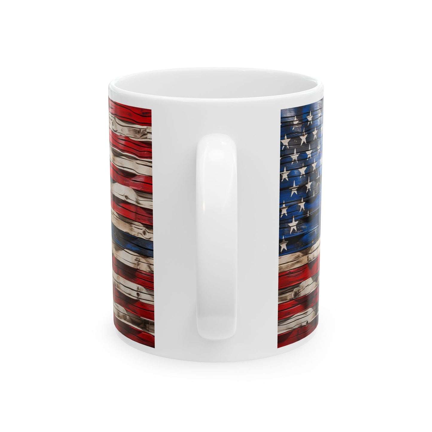 American Flag Ceramic Mug — Rustic USA Stars & Stripes Coffee Cup (11oz, 15oz)
