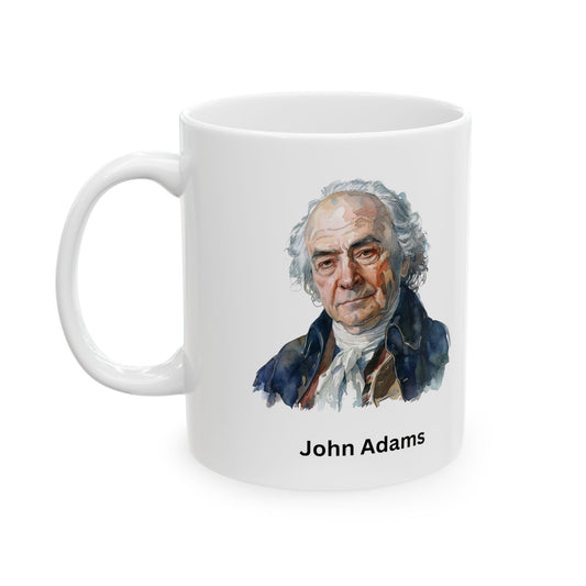 Ceramic Mug — John Adams Fun Facts Illustrated Coffee Cup (11oz, 15oz)