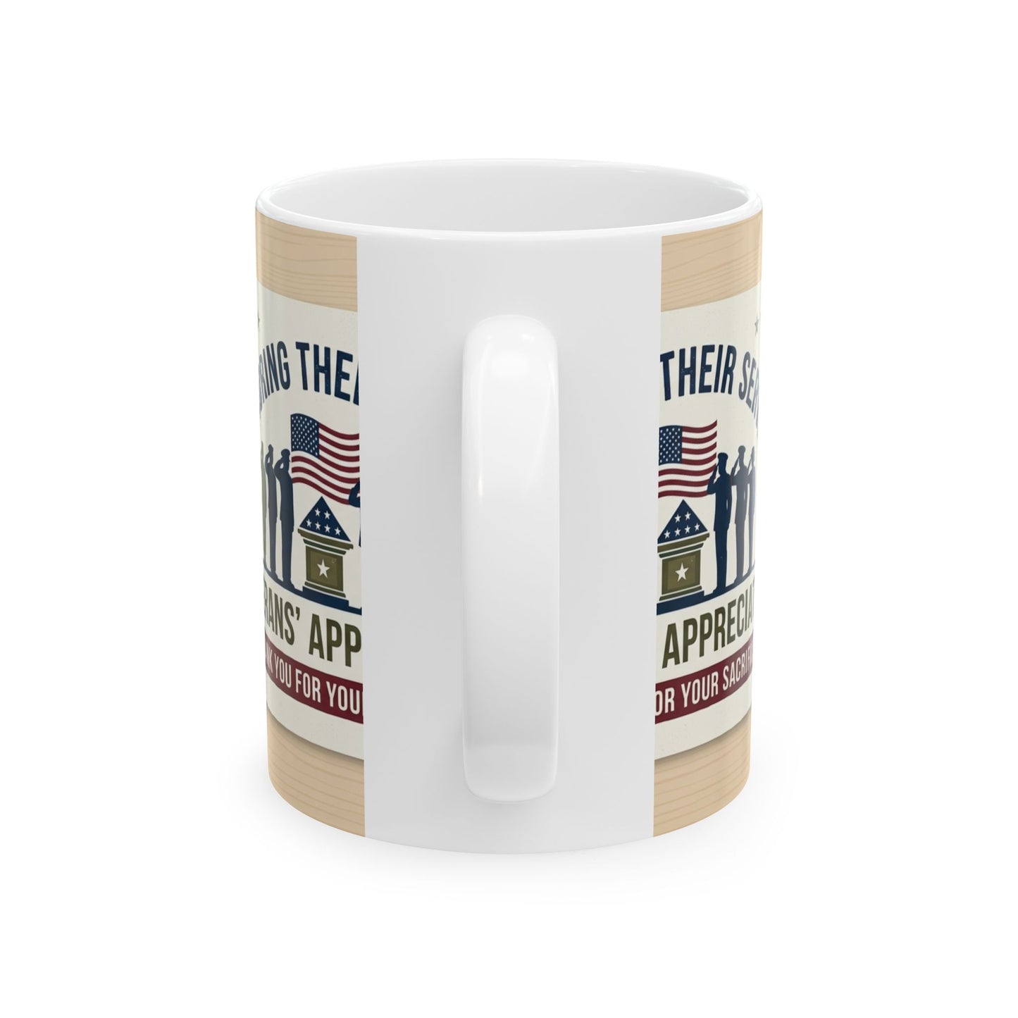 Veterans' Appreciation Ceramic Mug — "Honoring Their Service" Patriotic Coffee Cup (11oz/15oz)