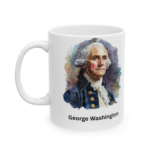 George Washington Facts Ceramic Mug — Presidential History Coffee Cup (11oz, 15oz)