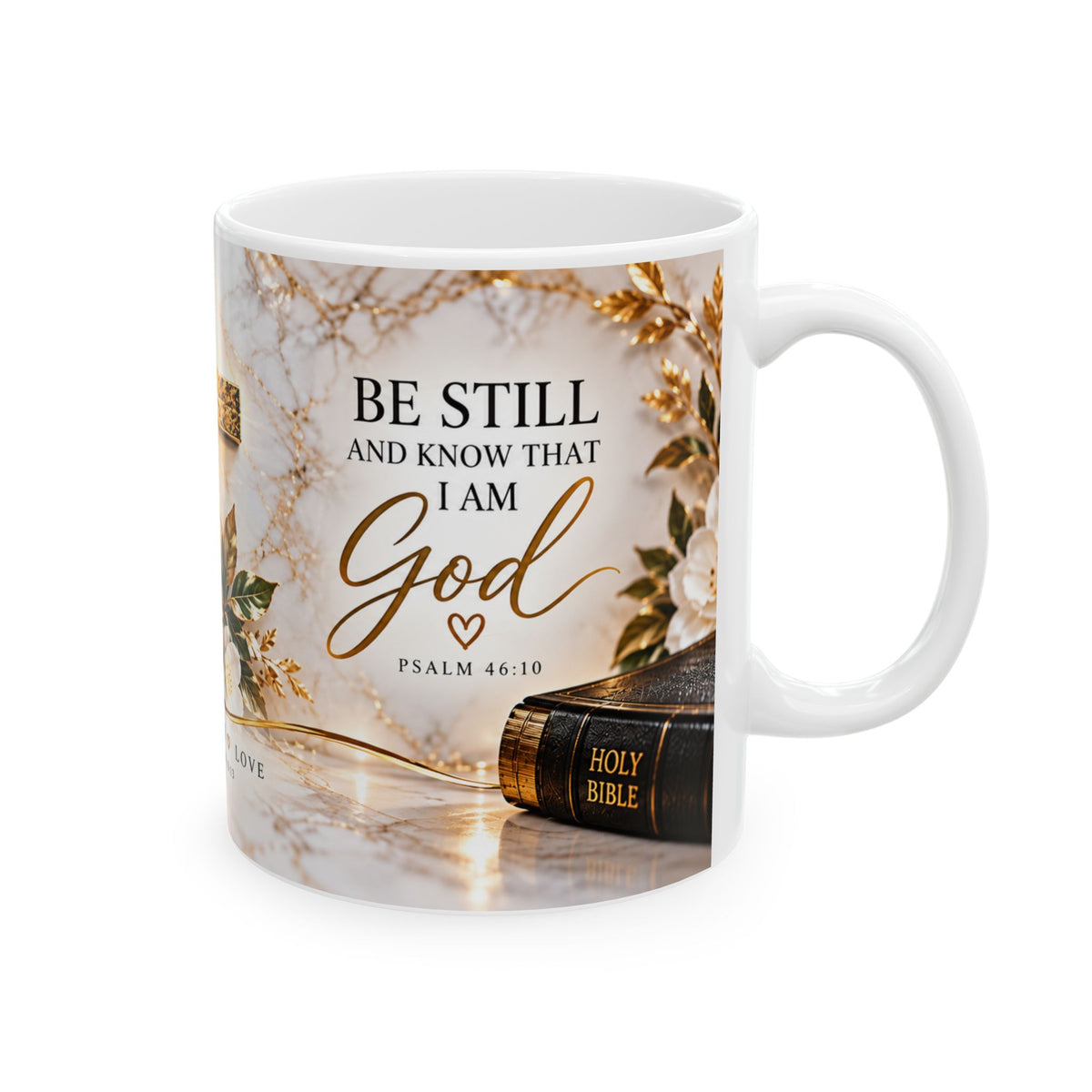 Faith Hope Love Cross Floral Ceramic Mug