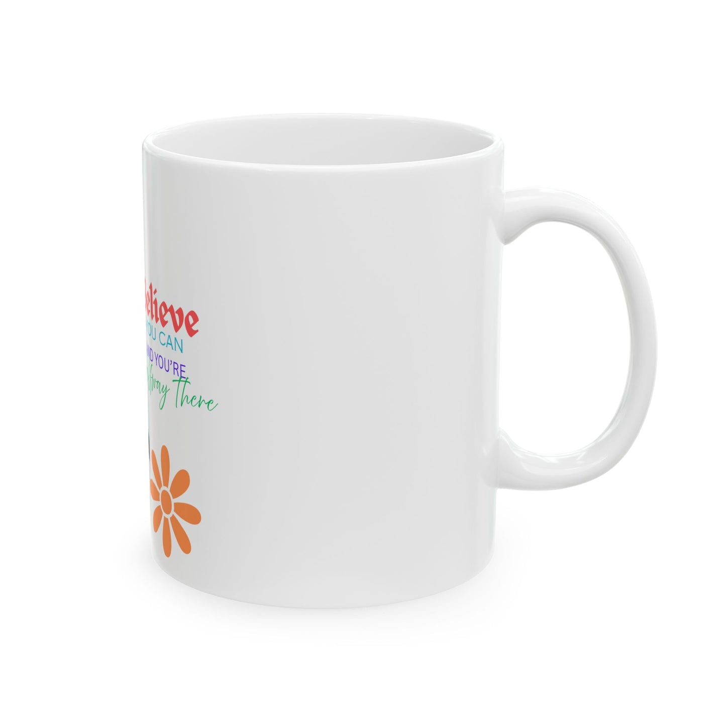 Yoga Pose Ceramic Mug – "Believe You Can and You’re Halfway There" Inspirational Coffee Cup