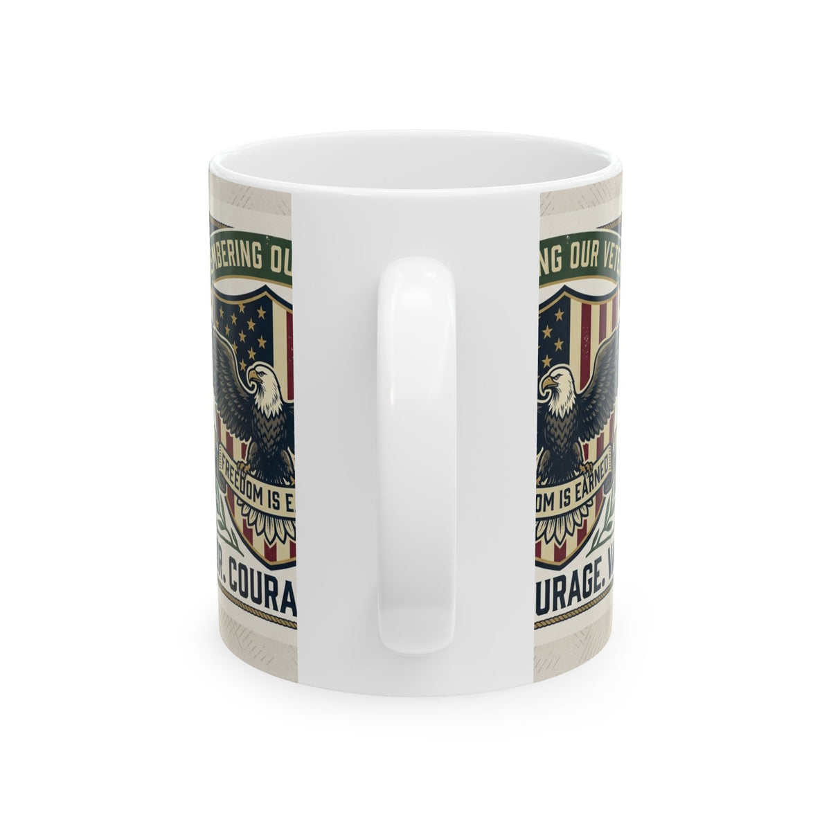 Veterans Tribute Ceramic Mug — "Remembering Our Veterans: Honor. Courage. Valor." (11oz & 15oz)
