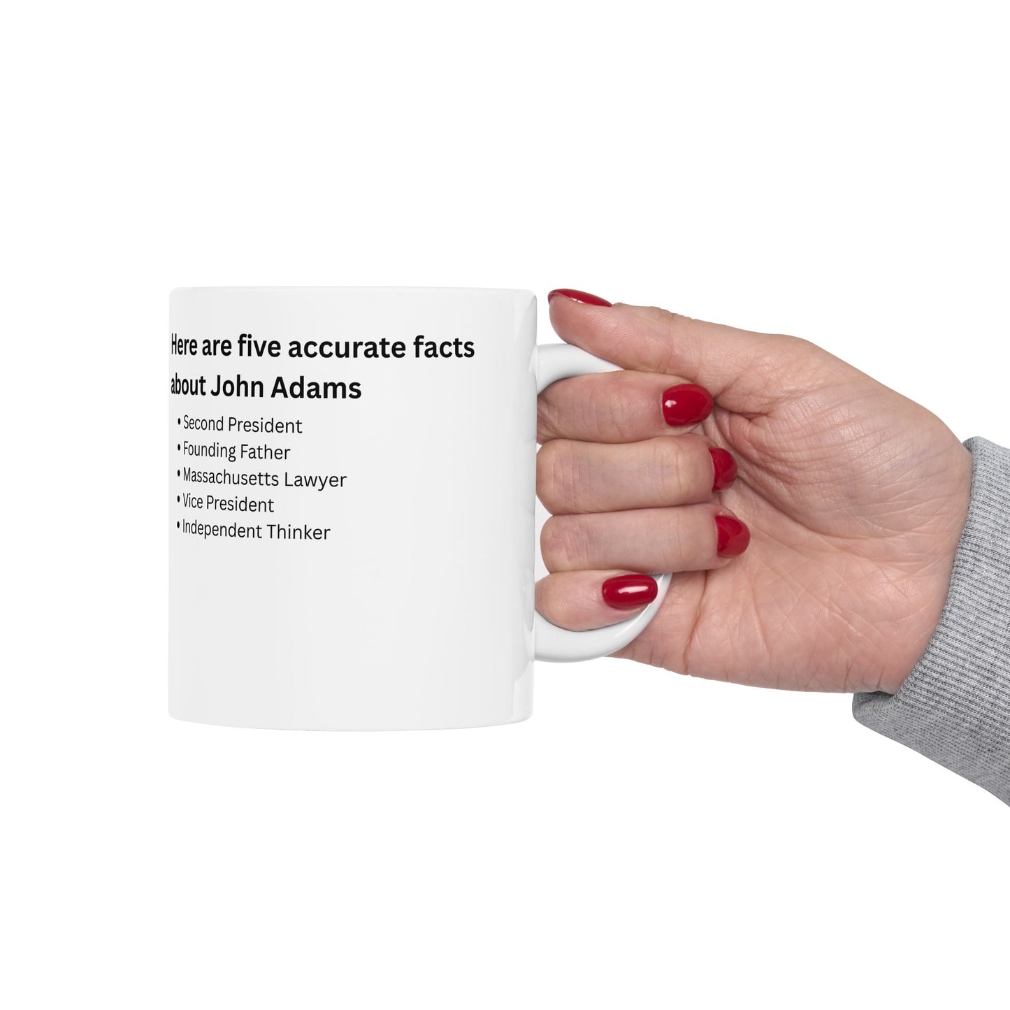 Ceramic Mug — John Adams Fun Facts Illustrated Coffee Cup (11oz, 15oz)
