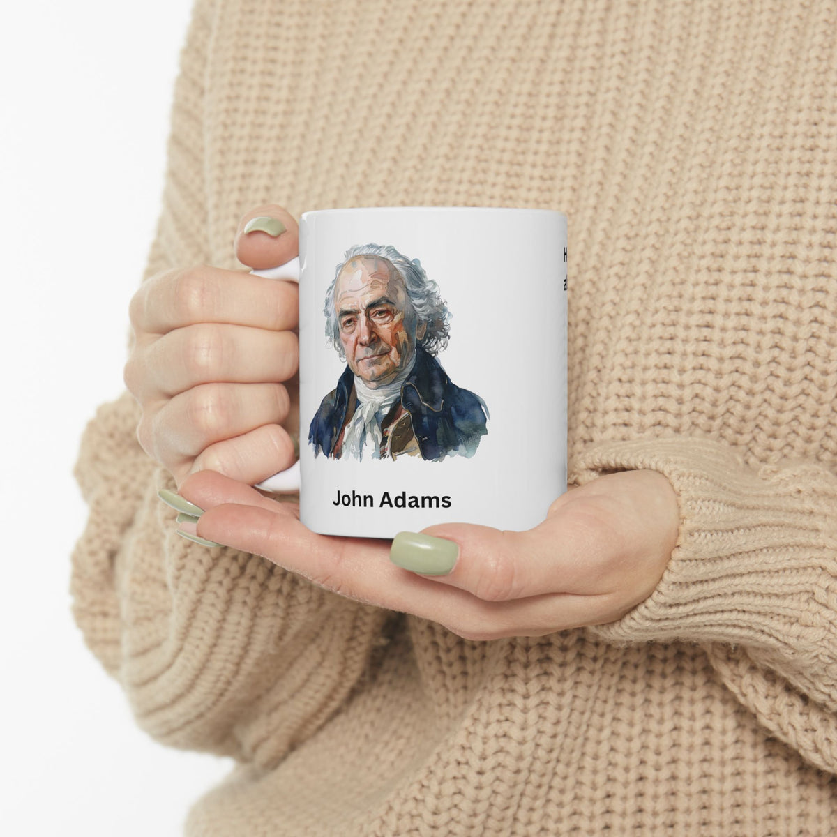 Ceramic Mug — John Adams Fun Facts Illustrated Coffee Cup (11oz, 15oz)