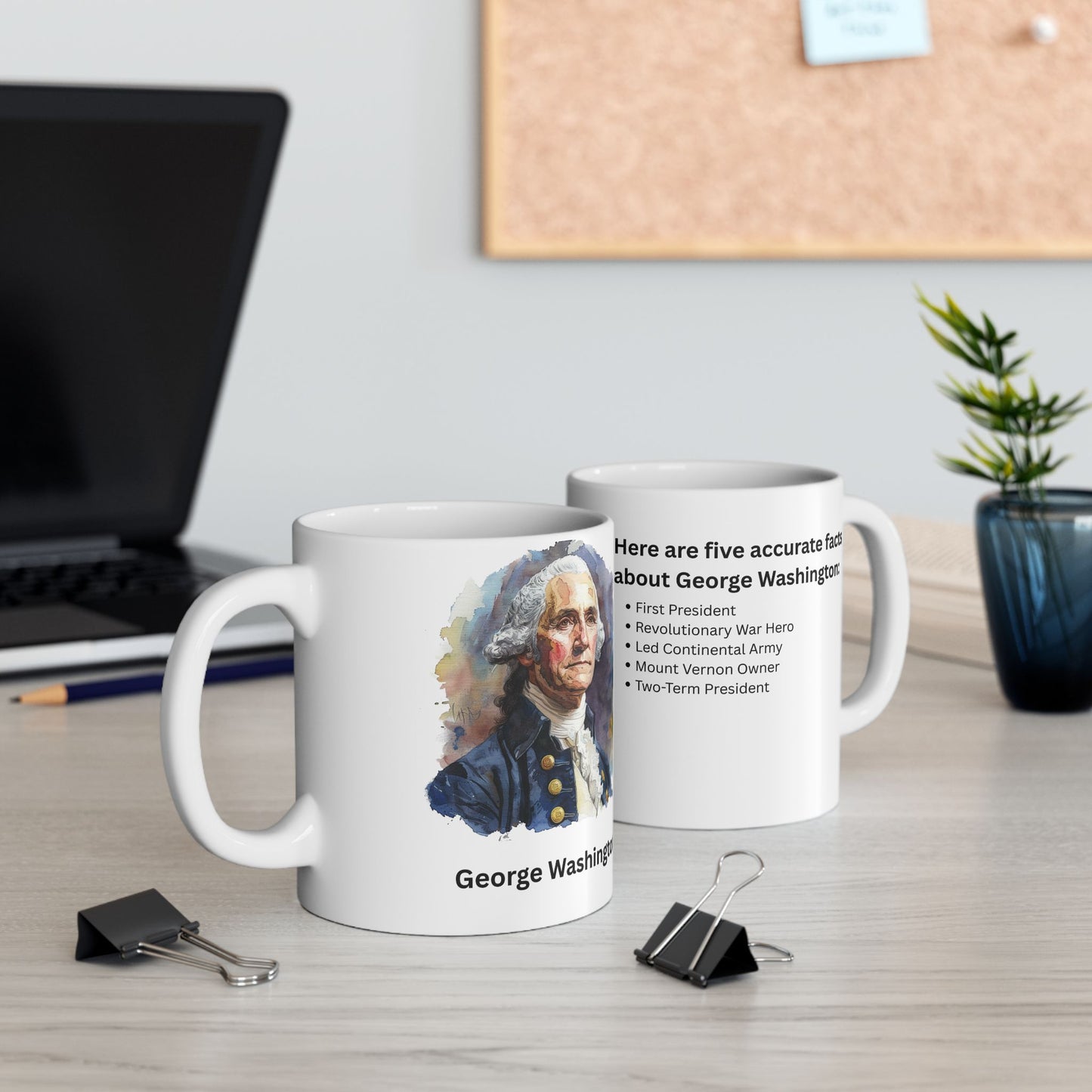George Washington Facts Ceramic Mug — Presidential History Coffee Cup (11oz, 15oz)