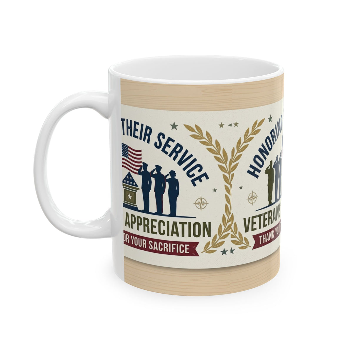Veterans' Appreciation Ceramic Mug — "Honoring Their Service" Patriotic Coffee Cup (11oz/15oz)