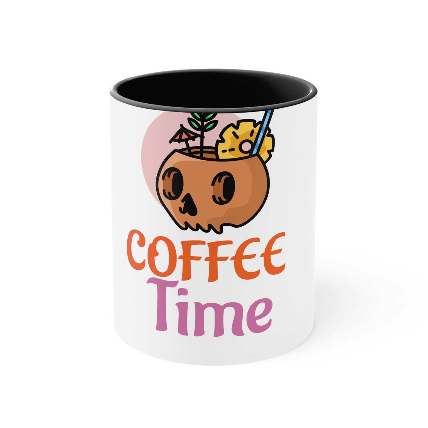 Cute Coffee Time Accent Mug, Gift for Coffee Lovers, Halloween Decor, Fun Kitchenware, Quirky Gift Idea