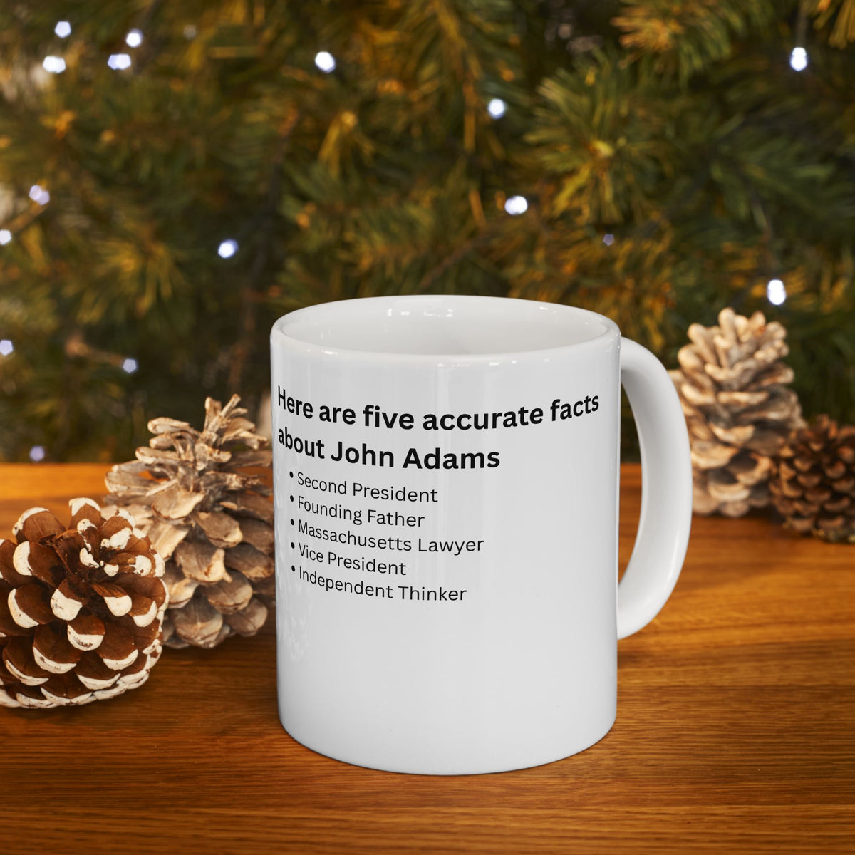 Ceramic Mug — John Adams Fun Facts Illustrated Coffee Cup (11oz, 15oz)