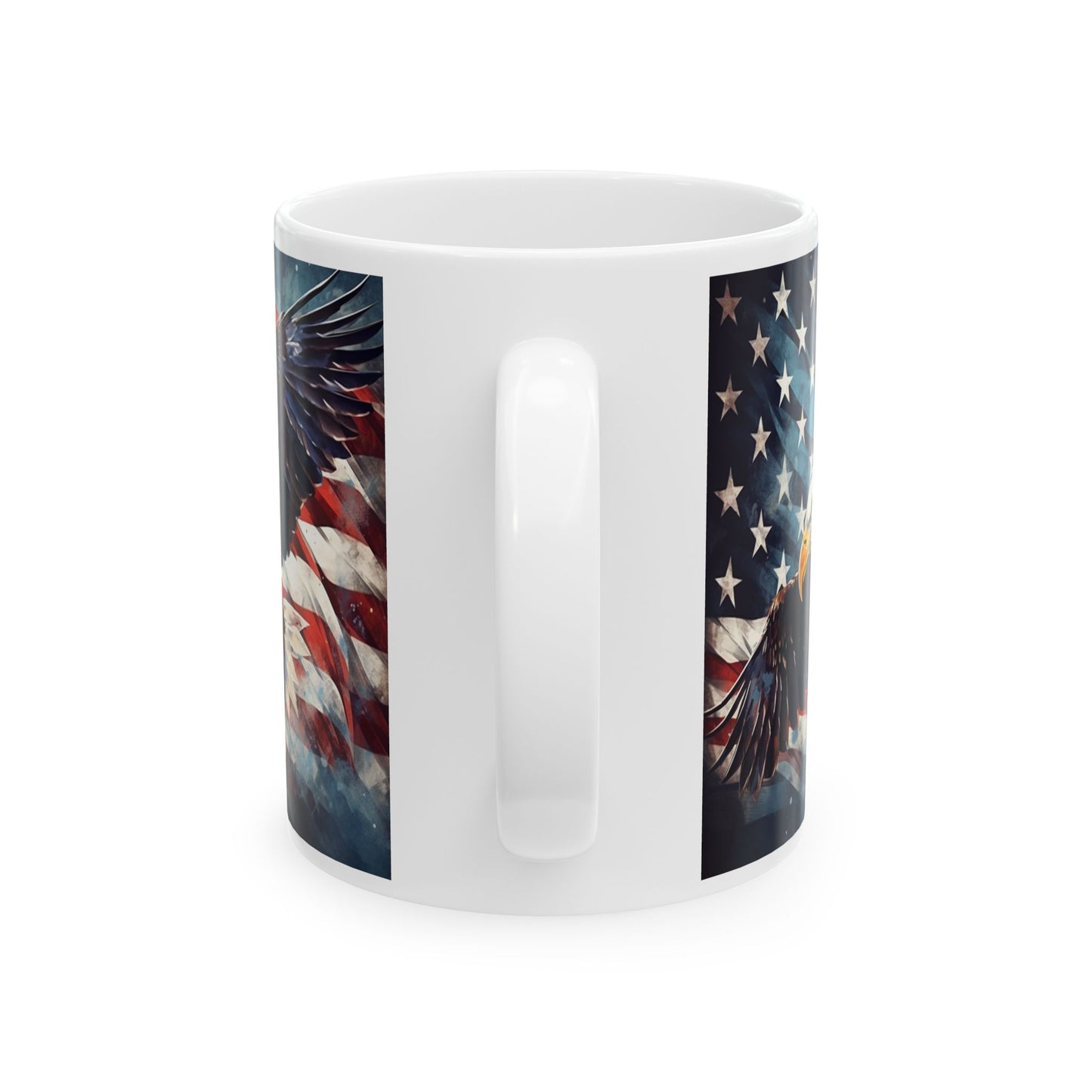 American Flag Eagle Ceramic Mug — Patriotic Bald Eagle Coffee Cup (11oz & 15oz)