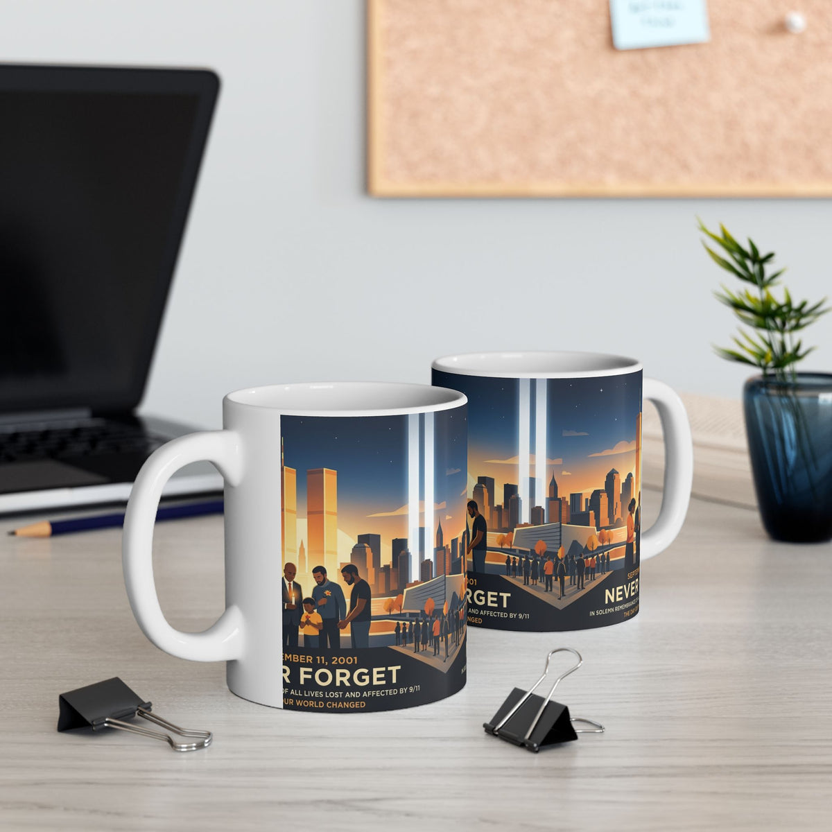 Never Forget 9/11 Memorial Ceramic Mug — September 11 Tribute (11oz/15oz)