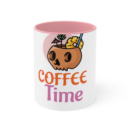 Cute Coffee Time Accent Mug, Gift for Coffee Lovers, Halloween Decor, Fun Kitchenware, Quirky Gift Idea