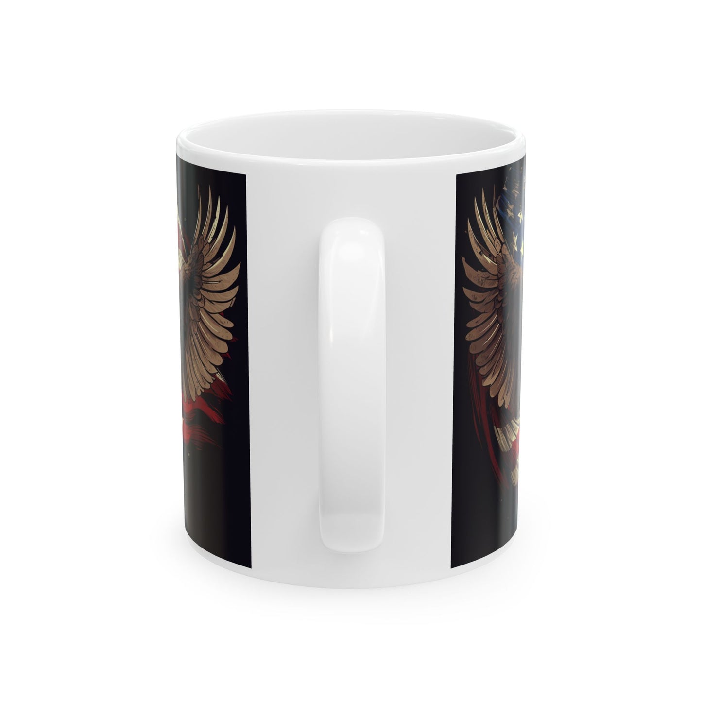 Patriotic Eagle Mug — American Flag Bald Eagle Ceramic Coffee Cup (11oz & 15oz)