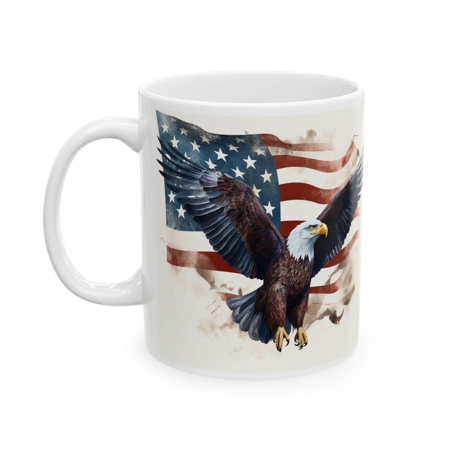 Patriotic Bald Eagle Ceramic Mug – American Flag 11oz/15oz