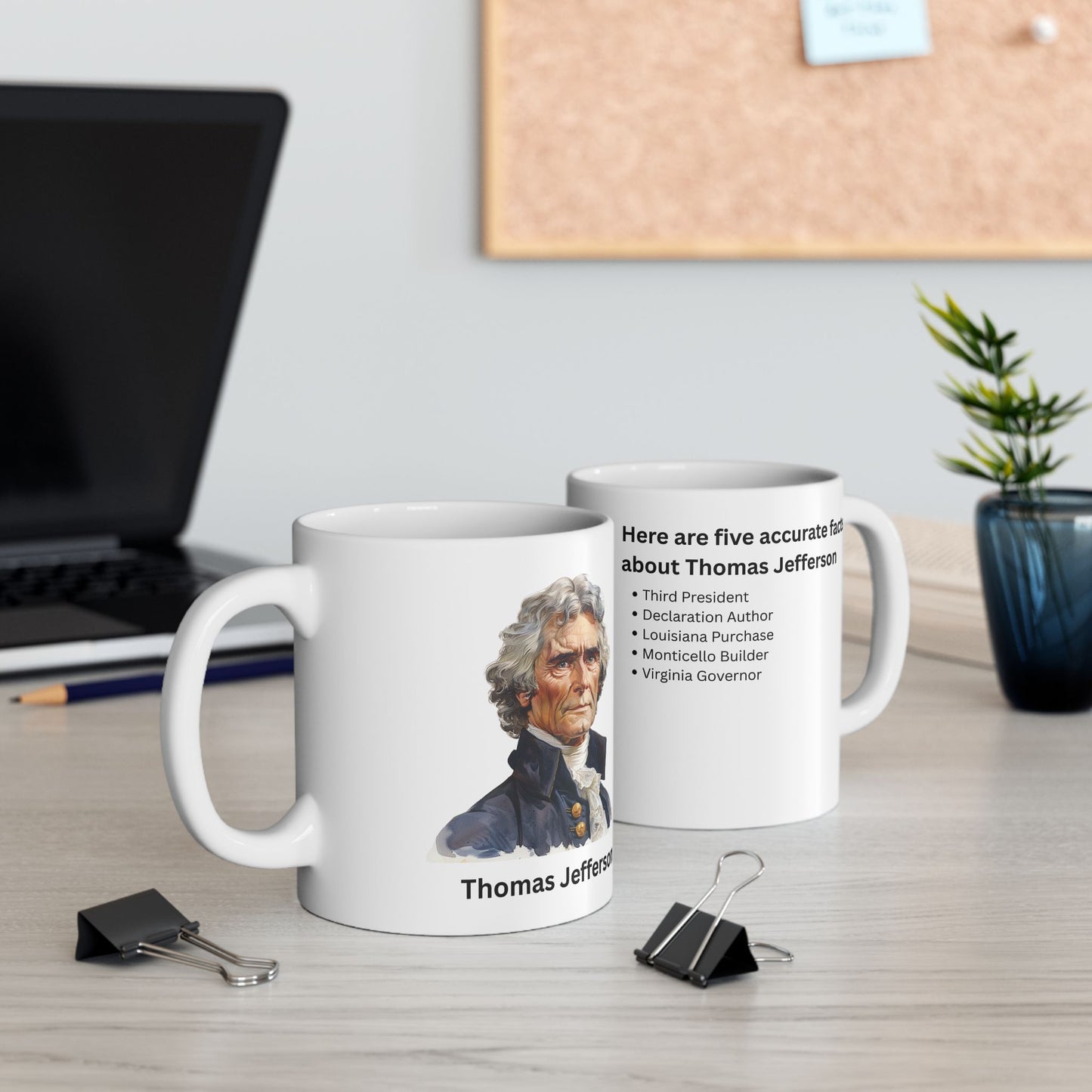 Thomas Jefferson Facts Ceramic Mug — Historical Quotes & Fun Facts 11oz/15oz