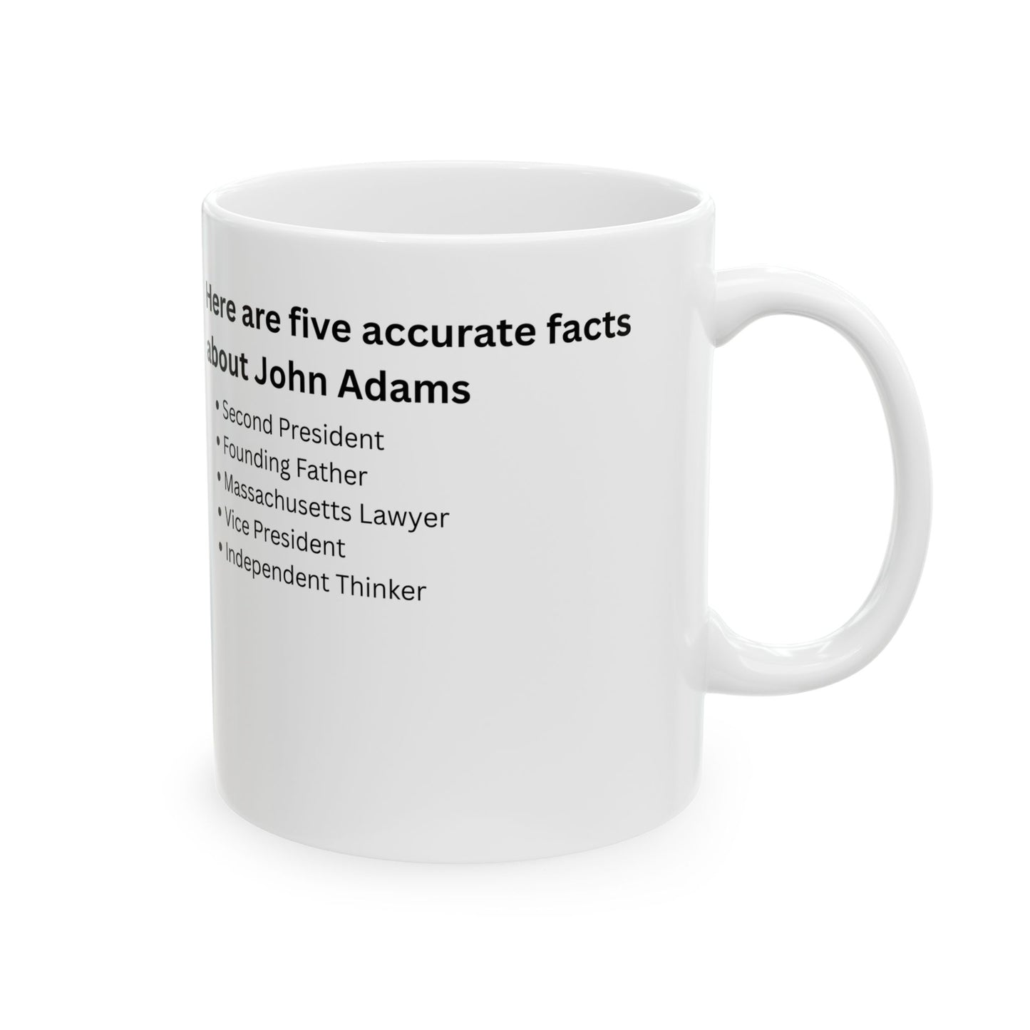Ceramic Mug — John Adams Fun Facts Illustrated Coffee Cup (11oz, 15oz)