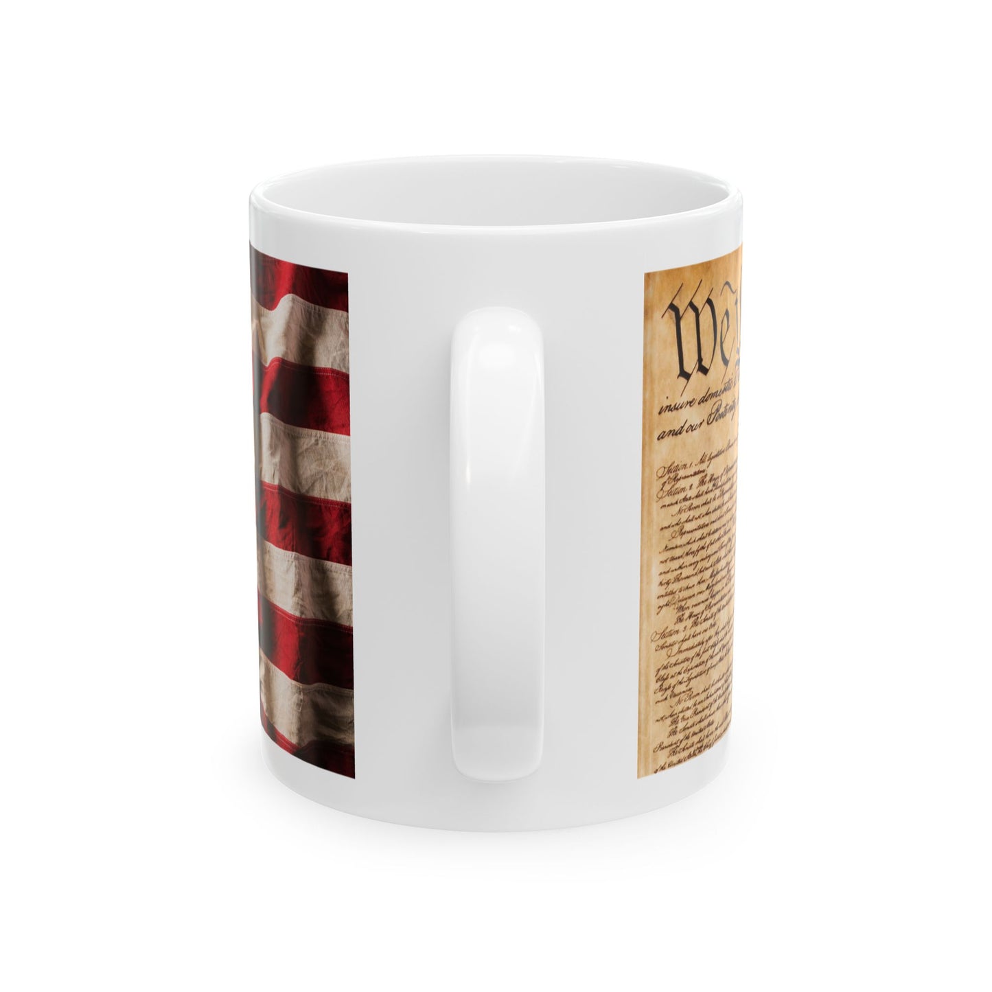 Constitution & Flag Ceramic Mug — Patriotic "We the People" Coffee Cup (11oz/15oz)